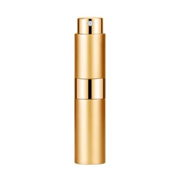 Imagem de Atomizador de perfume recarregável, frasco portátil de 8 ml, spray atomizador de perfume portátil de 8 ml para mulheres e homens, pequeno frasco spray para acessórios de viagem (rosa), Dourado, 3.74 x