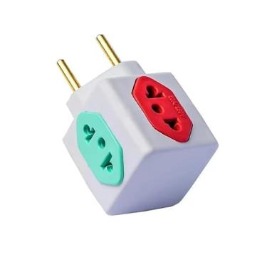 Imagem de Adaptador de Tomada Cubo Universal Pino 4 Saídas Padrão Novo e Antigo