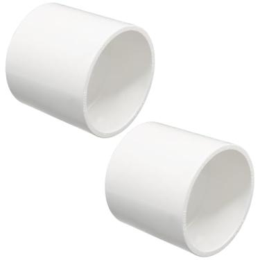 Imagem de Cionyce 2 peças de acoplamento de tubo de PVC de 5 cm, conectores soquete x soquete adaptador Sch 40 para irrigador, sistema de irrigação por gotejamento e extensão de tubos HE050-2 (branco)