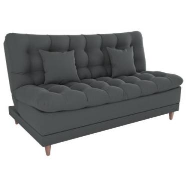 Imagem de Sofa Cama 2 Lugares 185 Cm Duda Veludo Light B250 Milani Store Cinza -