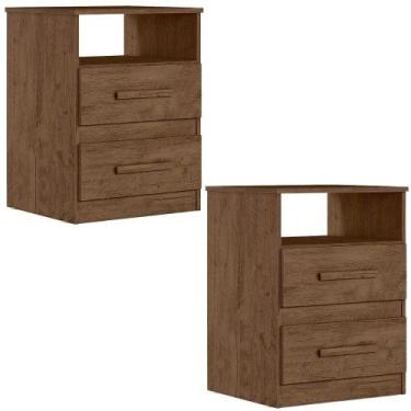 Imagem de Kit 2 Mesas De Cabeceira Apolo 2 Gav Castanho Wood Moval - MOVAL MOVÉI