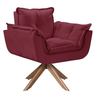 Imagem de Poltrona Opala Giratória Madeira Suede Bordô