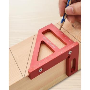 Imagem de Régua de medição multiângulo 3D imperial de 10 cm, transferidor quadrado de liga de alumínio de 45/90 graus, linha de desenho, triângulo de esquadria, ferramenta de medição de layout de alta precisão