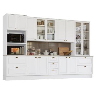 Imagem de Cozinha Completa Americana 6 Peças Com Torre Quente 2 Fornos Branco - Móveis Henn Branco