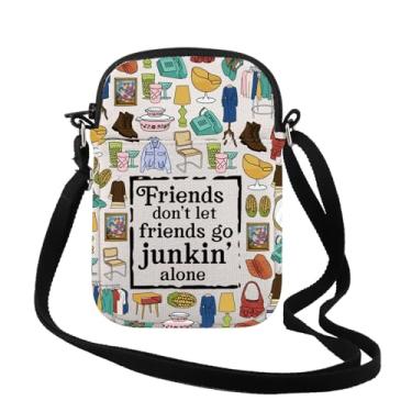Imagem de TSOTMO Thrift Lover Gift Go Junkin' Alone Thrifting Bolsa tiracolo Thrifting Day Bolsa Retro Shopper Gift Thrifter Merch, Go J Alone Cr, Tendência