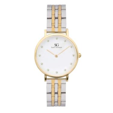 Imagem de Relogio feminino dourado e prata Madison Diamond Bicolor Gold 32mm Saint Germain