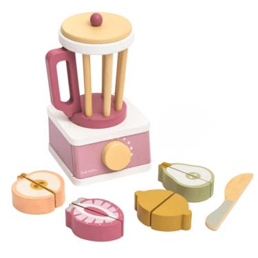 Imagem de Brinquedo De Madeira Kit Liquidificador Com Frutas e Corte Rosa - Bup Baby