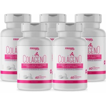Imagem de 5x Colágeno Hidrolisado Com Vitamina C Promel 60 Comprimidos de 1000mg-Unissex