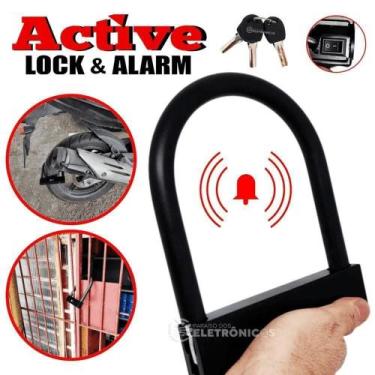 Imagem de Cadeado Trava U Lock Tranca Bicicleta Moto Alarme Potente - Luatek