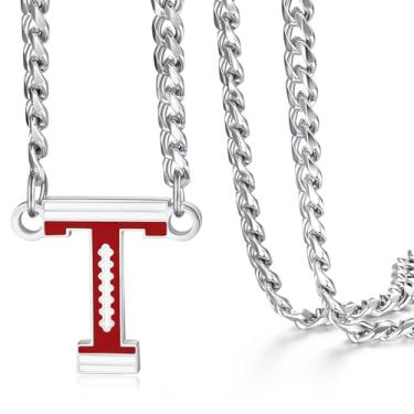 Imagem de NUKAYAI Colar de futebol masculino, pingente de letra A a Z, corrente de futebol de aço inoxidável, 50,8 cm, presentes personalizados para fãs de jogadores e amantes de times, 20", Aço inoxidável, Sem