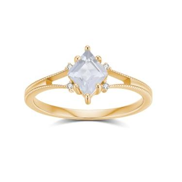 Imagem de YESLADY Anel de compromisso de zircônia cúbica para mulheres delicado art déco ametista musgo ágata criada opala casamento aniversário joia declaração, Metal, Zircônia cúbica