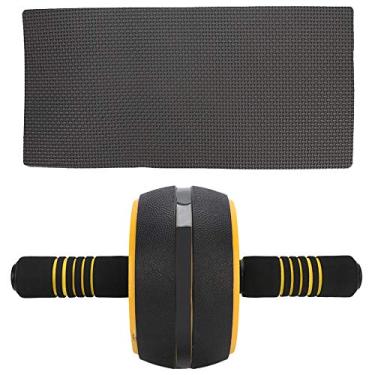 Imagem de Rolo de fitness abdominal com alça removível Aperto de espuma ergonômico antiderrapante Equipamento de exercícios abdominais para treino de ginástica em casa amarelo