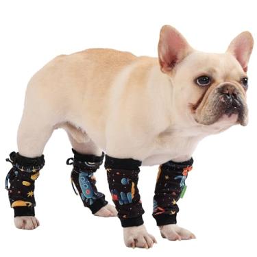 Imagem de PetWarm Conjunto de 4 peças de manga de recuperação para cães, alternativa de cone de cachorro, joelheiras para cães, opção de proteção neutra, envoltórios de recuperação de algodão com ajuste