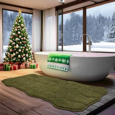 Imagem de BSICPRO Tapetes de banheiro grandes, tapetes de banho de 55 x 128 cm de comprimento para banho antiderrapante, tapetes de microfibra macios absorventes e de secagem rápida, lavável na máquina (verde
