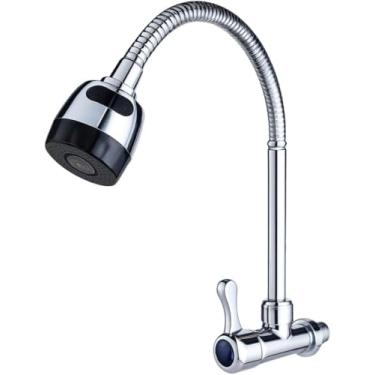 Imagem de Torneira Cozinha Gourmet Parede Flexível Metal Cromado Inox 2 Jatos contínuo e arejador 1/4 volta Tulipa Luxo Premium