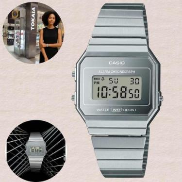 Imagem de Relógio Casio A700WEV-7A Digital Cromado Pulseira Aço Inox Estilo Vint