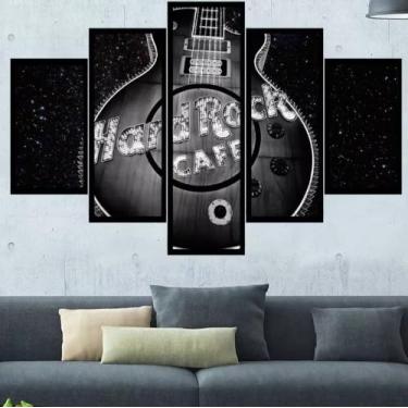 Imagem de Kit quadro decorativo 5 peças 95x60cm Guitarra