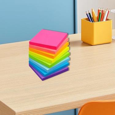 Imagem de Conjunto de 8 blocos de notas adesivas 7,5 x 7,6 cm, cores brilhantes, autoadesivo, poste 7,6 x 7,6 cm, 82 folhas/bloco de remoção limpa