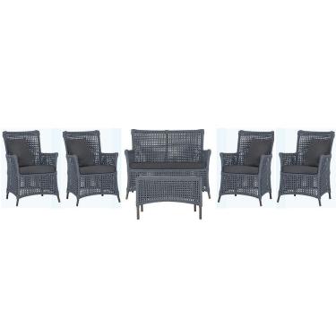 Imagem de Jogo Sofá 4 Poltronas E Mesa Igapó Marrom E11 Trama Original Prata