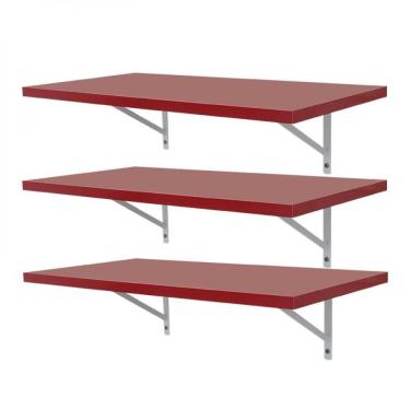 Imagem de Kit 3 Prateleiras 50 X 25cm Vermelha Com Mão Francesa
