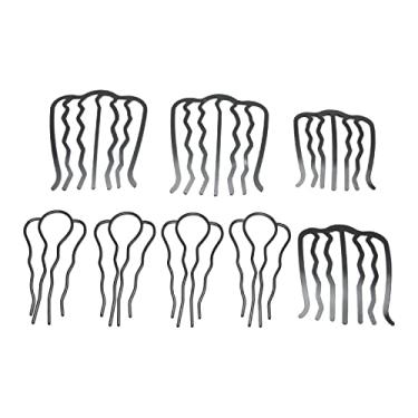 Imagem de Haofy Conjunto de Clipe de Pente de Cabelo de Metal, 8 Peças de Revestimento Preto Vintage Em Forma de u Clipe de Garfo de Cabelo Estilo Diy, Acessórios Antiderrapantes de Grampo de