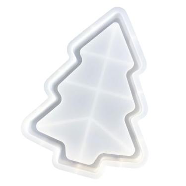 Imagem de Yjcnelcr Molde de silicone em forma de árvore de Natal, branco, 19 x 14 x 2 cm, molde de prato de joias de resina epóxi, 1 peça