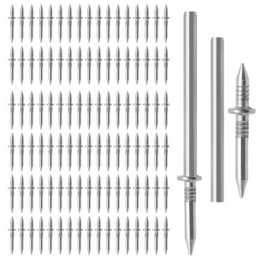 Imagem de Jiozermi 100 peças de fio de rodapé de cabeça dupla sem costura com ferramenta de manga, pregos invisíveis para moldagem, linha de rodapé sem marcas para acabamento de instalação de rodapé sem costura
