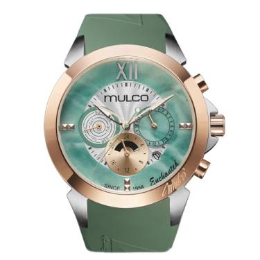 Imagem de MULCO Relógio feminino Enchanted Quartz – Caixa de aço inoxidável de 46 mm, movimento Miyota JP25 analógico de quartzo, à prova d'água, 10 ATM, pulseira de silicone, multifuncional, bateria SR621SW
