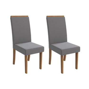 Imagem de Kit 2 Cadeiras De Cozinha íris 2cad142 Madeirado 2 Un Canela-suede Cinza - Kappesberg