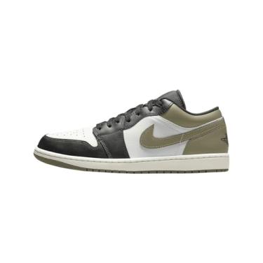 Imagem de Nike Tênis masculino Air Jordan 1 Low, preto/verde-oliva médio/branco, 47