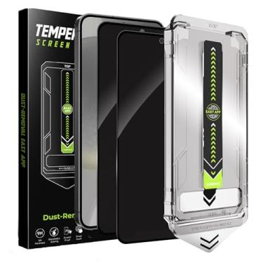 Imagem de SVMONGWA Protetor de tela de privacidade para Samsung Galaxy S24 de 6,2 polegadas, pacote com 2, alinhamento automático, vidro temperado anti-espião, instalação automática de eliminação de poeira