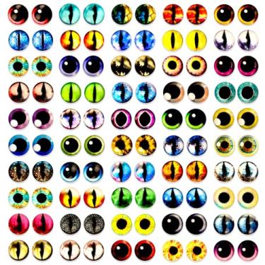 Imagem de MWOOT 100 peças 8 mm olhos de vidro de gato olhos de dragão para artesanato, cabochão de vidro para argila, olho de animal de boneca, fabricação de joias, esculturas, adereços, artesanato DIY