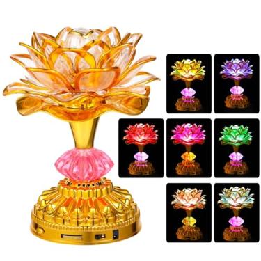 Imagem de Lâmpada LED de lótus com luz de Buda gradiente, 13 canções budistas, controle de volume, perfeita para meditação e oração
