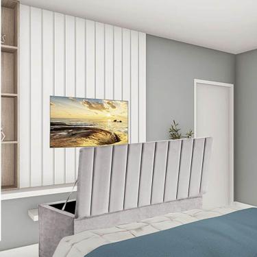 Imagem de Calçadeira Baú Recamier Estofada Cama Queen 160cm Carla Corino Cinza Claro- Mabe Magazine