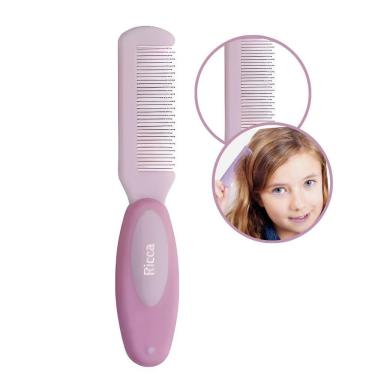 Imagem de Pente De Cabelo Baby Rosa Infantil Bebê Com Pontas Arredondadas Ricca