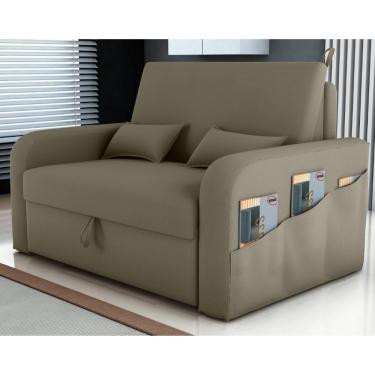 Imagem de Sofá Cama 2 Lugares Com Baú Hiram Veludo Cappuccino