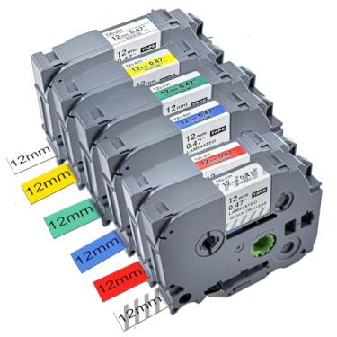 Imagem de Pacote com 6 fitas adesivas substituíveis para Brother P-Touch TZe-231 Tape, TZE231 ½" 0,47" x 8 m laminado preto sobre branco Ptouch refil TZe-231 para PT-D210 (preto em transparente/branco/vermelho