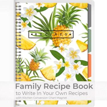 Imagem de Livro de receitas para escrever em suas próprias receitas, para 220 receitas, 8 divisórias em fichário forte, tabela de conversão de cozinha, fichário de receitas, livro de receitas em branco para