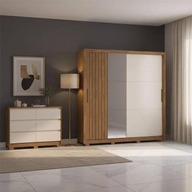 Imagem de Guarda Roupa Casal Vasti E Cômoda Ravenna Ambiente Nature Off White - Henn