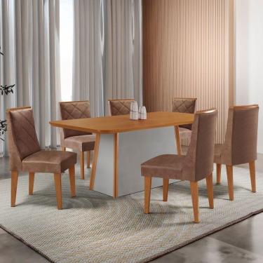 Imagem de Mesa De Jantar Diane 180cm Tampo Mdf Lam 6 Cadeiras Isadora