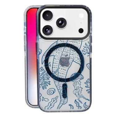 Imagem de Capa Big Whale Shark para iPhone 17 Pro, compatível com MagSafe, capa fosca macia e fina à prova de choque, antiimpressões digitais, antiamarelamento, antiarranhões, capa de telefone magnética para