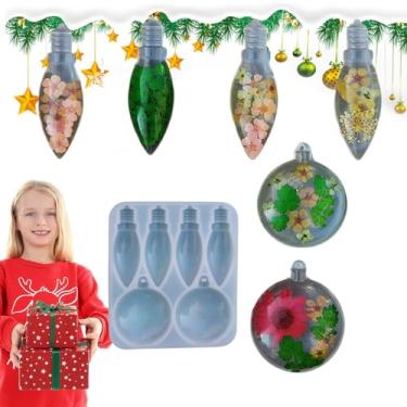 Imagem de Molde de silicone para lâmpada de Natal, molde de resina para lâmpada | Moldes para fundição de lâmpadas de silicone,Molde do ofício da resina do pendente do Natal, moldes do ornamento do Natal par