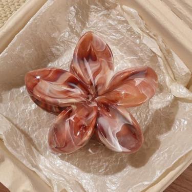 Imagem de Grampos de cabelo de flores para mulheres - Clipes Plumeria grandes para cabelo grosso fino médio fino, acessórios de cabelo bonitos da moda para fixação forte, perfeitos para o verão e praia, cor