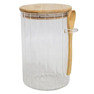 Imagem de Pote Hermético de Vidro com Tampa de Bambu e Colher 850ml