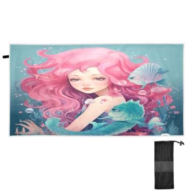 Imagem de Blueangle Toalha de praia havaiana sereia - Toalhas de viagem compactas e leves - Toalha de secagem rápida super absorvente para natação, acampamento e férias (627)