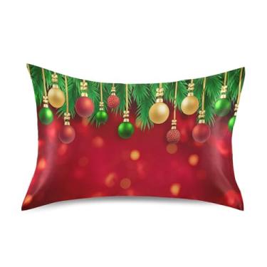Imagem de SEHANY Capas de almofada de seda de bola de Natal para cabelo e pele, capas de almofada de cetim respiráveis macias e refrescantes com fecho de envelope, tamanho Queen (50,8 x 76,2 cm)