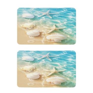 Imagem de Blueangle Conjunto de 2 ímãs de geladeira, estrela-do-mar e concha de verão - Ímãs de geladeira decorativos engraçados para cozinha - lavável na lava-louças e decoração magnética durável (451)