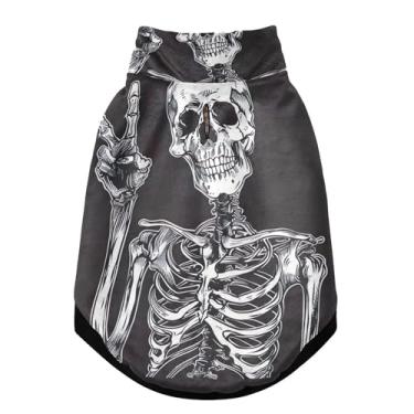 Imagem de SEHANY Casaco de cachorro com tatuagem de caveira para cães pequenos, superquente, à prova de vento, jaqueta de inverno, macia, aconchegante para animais de estimação, moletom para clima frio na neve