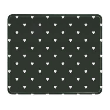 Imagem de Seorsok Tapete de rato com padrão de coração preto, tapetes de rato texturizados premium para computador portátil de escritório, tapetes de rato bonitos quadrados laváveis com bordas costuradas