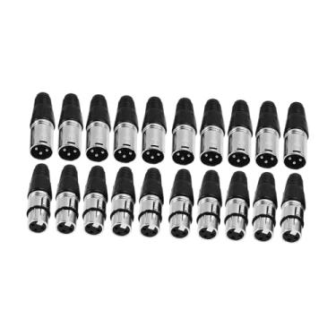 Imagem de Esquirla Conector de cabo de microfone, acessórios de reposição, equipamento profissional de áudio para microfone, conector XLR de 3 pinos para apresentações, Prata 20 Peças